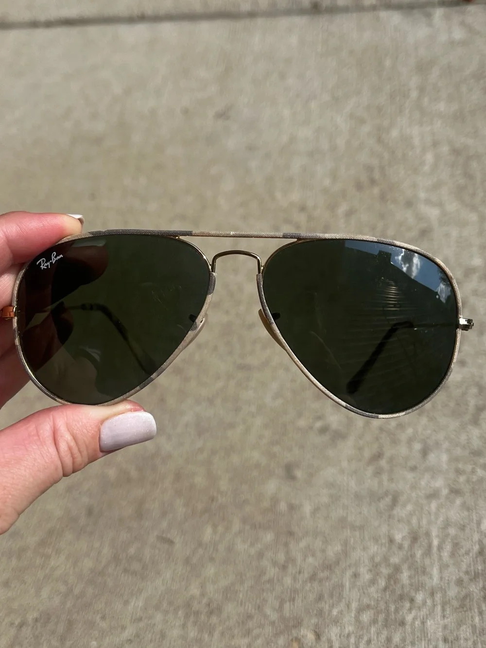 Ray-Ban RB3025JM Full Color 171 Green Camo Aviator Sunglasses w/ Case